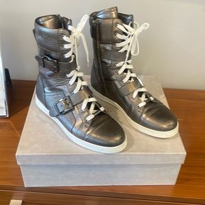 Worn once Jimmy Choo sneaker boots in a gold metallic.